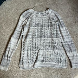 Sonoma cable knit pale brown/cream long sleeve sweater size small